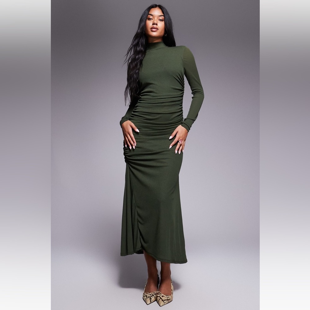 ASOS High Neck Long Sleeve Midi Dress